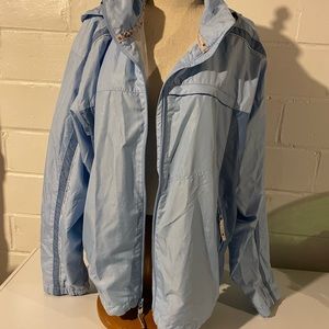 Columbia light blue windbreaker